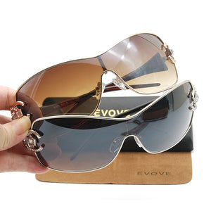 Evove Diamond Sunglasses Women One-piece Luxury Brand Sun Glasses for Woman Rhinestone Ladies Female Shades 2020 New Case Free