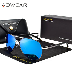 AOWEAR Brand Designer Polarized Sunglasses Men Aviation Coating Mirror Sun Glasses for Man Women oculos gafas lentes de sol