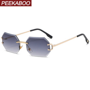 Peekaboo fashion ladies sunglasses rimless octagon uv400 frameless gold metal rectangle glasses for men drop ship hot sale 2022