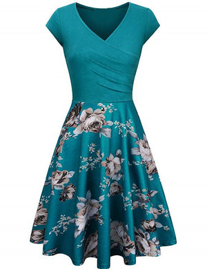 Oversized Summer Women Dresses Female Floral Print 50S 60S Vintage Rockabilly Dress Casual Dot A-Line Retro Dress Vestidos