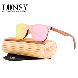 LONSY Retro Wood Sunglasses Men Bamboo Sunglass Women Luxury Brand Design Vintage Sun Glasses For Women Oculos de sol masculino