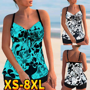 New Women Sexy Swimsuit Floral Printed Tankini Monokini 2022 Female Summer Swimwear Bathing Suit Two Pieces Plus Size Beachwear