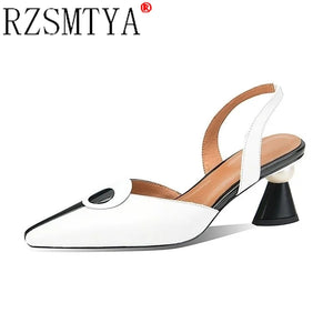 New Pointed Women Sandals 2021 Spring Summer Mid Heel Hollow Shoes Fashion Women&#39;s Shoes Obuv Zapatos Mujer Size 41