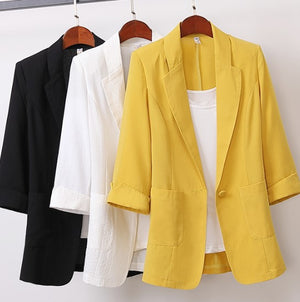 Cotton and Linen Medium and Long Large Size Suit Jacket Korean Fashion Clothing Loose Casual Women&#39;s Clothing Overcoat Female