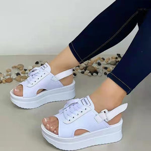 2022 Summer New Fashion Peep Toe Flat Shoes for Women Casual Platform Sandals Comfort Designer Height Increase Beach Shoes