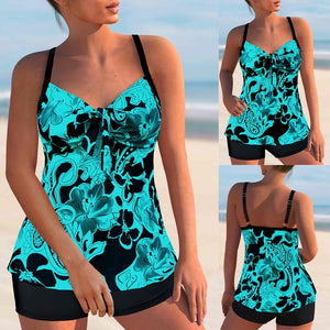 New Women Sexy Swimsuit Floral Printed Tankini Monokini 2022 Female Summer Swimwear Bathing Suit Two Pieces Plus Size Beachwear