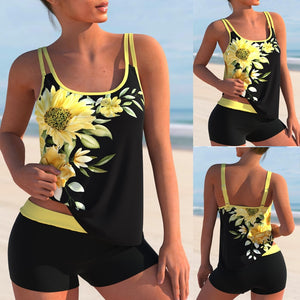 New 2022 Women Summer Beachwear Swim Tankini Monokini Swimwear Bathing Suit Two Pieces Bikini Plus Size Floral Printed Swimsuits
