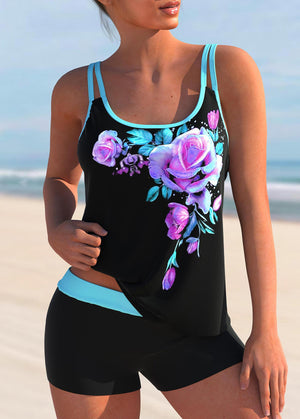 New 2022 Women Summer Beachwear Swim Tankini Monokini Swimwear Bathing Suit Two Pieces Bikini Plus Size Floral Printed Swimsuits