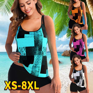 New Women Summer Plus Size Two Piece Swimsuit Sexy Print Tankini Female Monokini 2022 Beach Swim Bathing Suits Swimwear 8XL