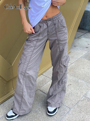 Low Waisted Y2K Grunge Baggy Jeans Harajuku Fairycore Cute Cargo Pants Streetwear Casual Fashion Denim Trousers Cuteandpsycho