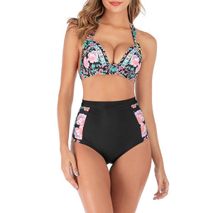 Mossha High waist bikini set Halter bathing suit woman swimsuit female Oversized bikini 2021 Floral print swimwear women new
