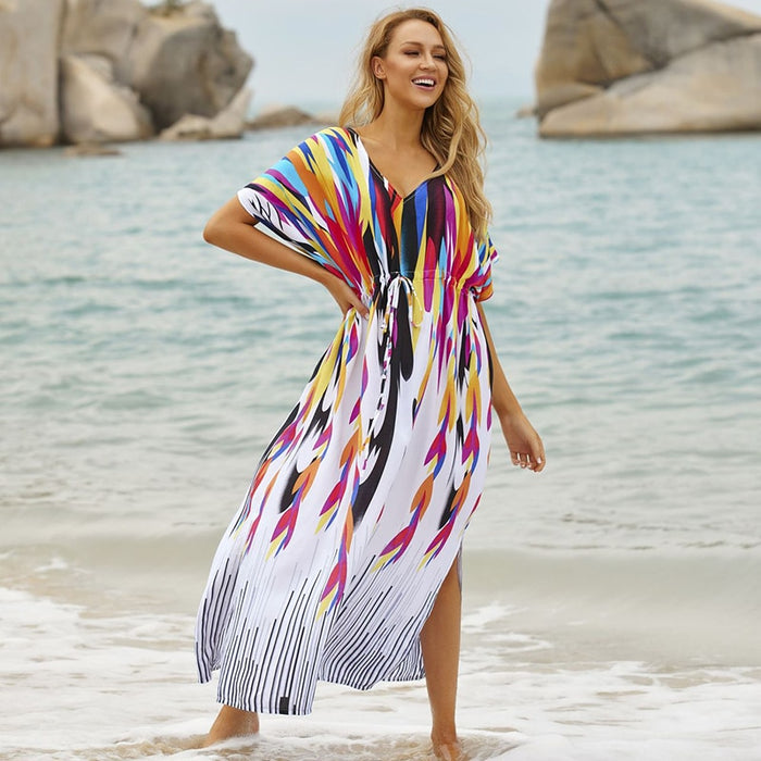 New Plus Size Beach Cover Up Kaftan Tunics Pareo 2022 Robe De Plage Kimono Bikini Cover Up Sarong Tunic For Beach Vestidos Playa