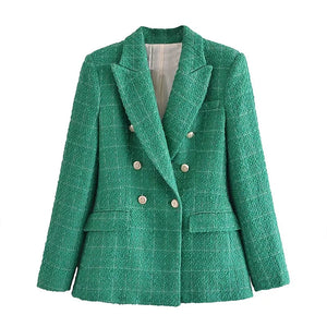 TRAF Zar ee 2022 Woman Blazer Autumn Fashion Textured Double-Breasted Blazer Jacket Casual Long Sleeve Outerwear Suit Coat