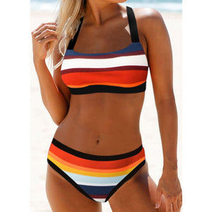 Rainbow Striped Sexy Swimsuits Push Up Bikini Female Swimwear Beach Wear Bikinis Women&#39;s Swimming Bathing Suit