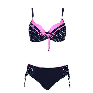 Andzhelika Push Up Mid Waist Bikini Sets Sexy Polka Dot Swimsuit Two Pieces Plus Size Swimwear Women 2022 Beach Bathing Suits