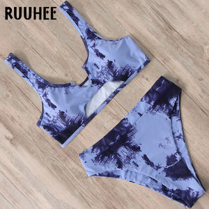 RUUHEE Leopard Lace Up Bikini Set Women Dye Tie Push Up Micro Bikini 2020 Leopard Swimsuit Sexy Swimwear Female Halter Bikinis