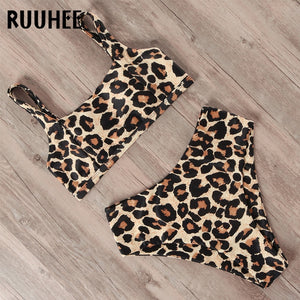 RUUHEE Bikini Swimwear Women Swimsuit 2022 High Waist Bikini Set Push Up Front Knot Bathing Suit Women Summer Beach wear Biquini