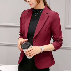 Women&#39;s Blazer 2020 Red Long Sleeve Blazers Pockets Jackets Coat Slim Office Lady Jacket Female Tops Suit Blazer Femme Jackets