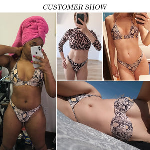 Snake print bikini Push up swimsuit female bathing suit String thong Brazilian bikini 2020 High cut swimwear women Sexy biquini