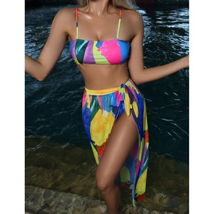 High Waist Bikini 2022 Sexy Swimsuit Women Swimwear Swim Cover up Bikini Set 3 piece Female Beach Wear Swimming for Bathing Suit