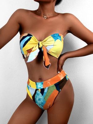 RUUHEE Bikini Swimwear Women Swimsuit 2022 High Waist Bikini Set Push Up Front Knot Bathing Suit Women Summer Beach wear Biquini