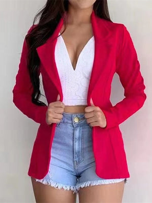 2022 Spring Oversize Women&#39;s Blazer Coat Red Solid Jacket Long Sleeve Fashion Blazers Female Autumn Formal Office Lady Clothing