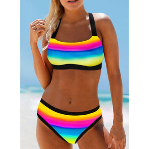 Rainbow Striped Sexy Swimsuits Push Up Bikini Female Swimwear Beach Wear Bikinis Women&#39;s Swimming Bathing Suit
