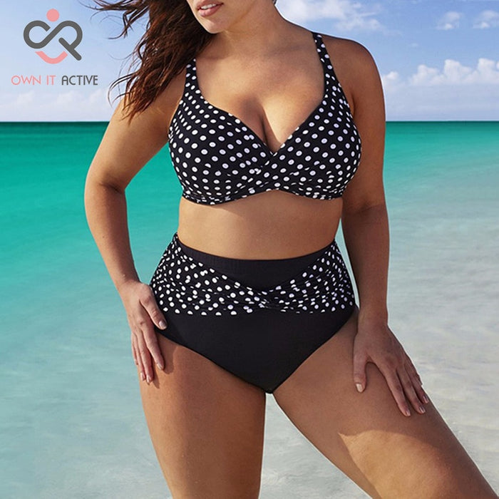 swimsuit 2022 new Plus Size Sexy Black Dots Women&#39;s Swimwear Bowknot High Waist Brazilian Bikini Set Bathing Suits Beachwear