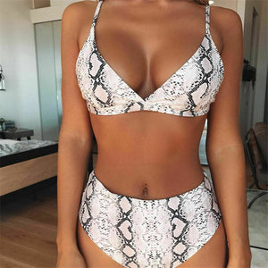 High Waist Bikini Set  Push Up Leopard Printed Swimwear Women Sexy Swimsuit Female Snake Print Buquini Plus Size Swimming Suit