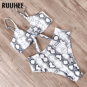 RUUHEE Bikini Swimwear Women Swimsuit 2022 High Waist Bikini Set Push Up Front Knot Bathing Suit Women Summer Beach wear Biquini