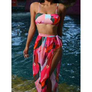 High Waist Bikini 2022 Sexy Swimsuit Women Swimwear Swim Cover up Bikini Set 3 piece Female Beach Wear Swimming for Bathing Suit