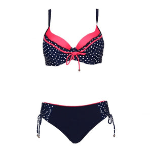 Andzhelika Push Up Mid Waist Bikini Sets Sexy Polka Dot Swimsuit Two Pieces Plus Size Swimwear Women 2022 Beach Bathing Suits