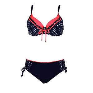 Andzhelika Push Up Mid Waist Bikini Sets Sexy Polka Dot Swimsuit Two Pieces Plus Size Swimwear Women 2022 Beach Bathing Suits