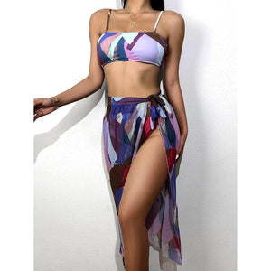 High Waist Bikini 2022 Sexy Swimsuit Women Swimwear Swim Cover up Bikini Set 3 piece Female Beach Wear Swimming for Bathing Suit