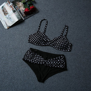 swimsuit 2022 new Plus Size Sexy Black Dots Women&#39;s Swimwear Bowknot High Waist Brazilian Bikini Set Bathing Suits Beachwear