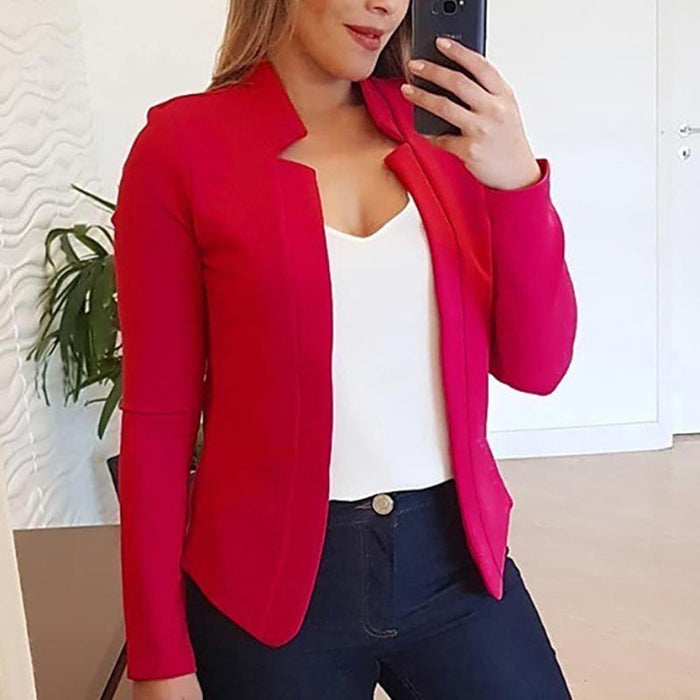 New Women&#39;s Clothes Cardigan Collared Tops Solid Color Coat Tops Clothing Long Sleeve Unique Tops Blazers Fashion Female Tops