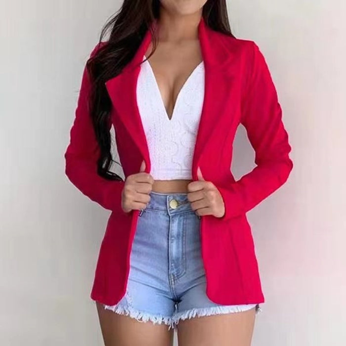 2022 Spring Oversize Women&#39;s Blazer Coat Red Solid Jacket Long Sleeve Fashion Blazers Female Autumn Formal Office Lady Clothing