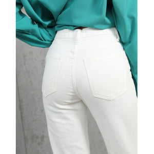 ZHISILAO White Jeans Women Vintage Stretch High Waist Straight Wide Leg Denim Pants Autumn 2021 Jeans Streetwear