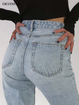 2022 High Waist Baggy Jeans Women Casual Straight Leg Loose Pants Mom Jean Fashion Comfy Wash Boyfriend Wide Leg Simple Trousers