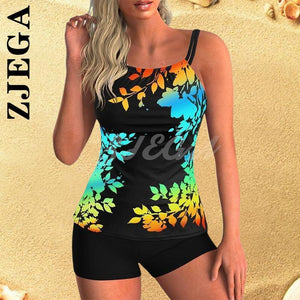 Zjega Swim Tankini 2022 Women Beachwear Bathing Suit Two Pieces Swimsuits Monokini Swimwear Printed Tankinis