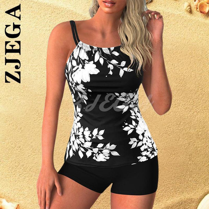 Zjega Swim Tankini 2022 Women Beachwear Bathing Suit Two Pieces Swimsuits Monokini Swimwear Printed Tankinis