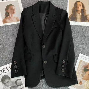 High Quality Fashion Autumn Winter Student Double Breasted Jacket White Loose Casual Black Women Blazers Jackets Work Wear Coat