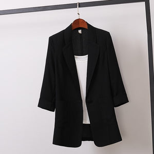 Cotton and Linen Medium and Long Large Size Suit Jacket Korean Fashion Clothing Loose Casual Women&#39;s Clothing Overcoat Female