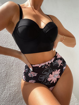 High Waist Bikini 2022 Push Up Swimsuit Women Halter Swimwear Female Printed Bathing Suit Bathers Mayo Biquine