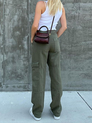 Rockmore Green Vintage Baggy Jeans Women&#39;S Pockets Wide Leg Cargo Pants Streetwear Casual Low Waist Denim Straight Trousers 2021