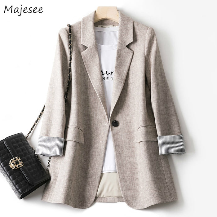 Blazers Women Trendy Patchwork Korean Chic Spring Loose Pockets Lady Elegant Coats Single Button Minimalist Outwear Long Sleeve