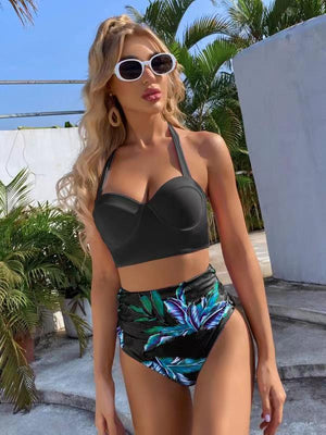 High Waist Bikini 2022 Push Up Swimsuit Women Halter Swimwear Female Printed Bathing Suit Bathers Mayo Biquine