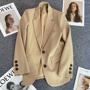 High Quality Fashion Autumn Winter Student Double Breasted Jacket White Loose Casual Black Women Blazers Jackets Work Wear Coat